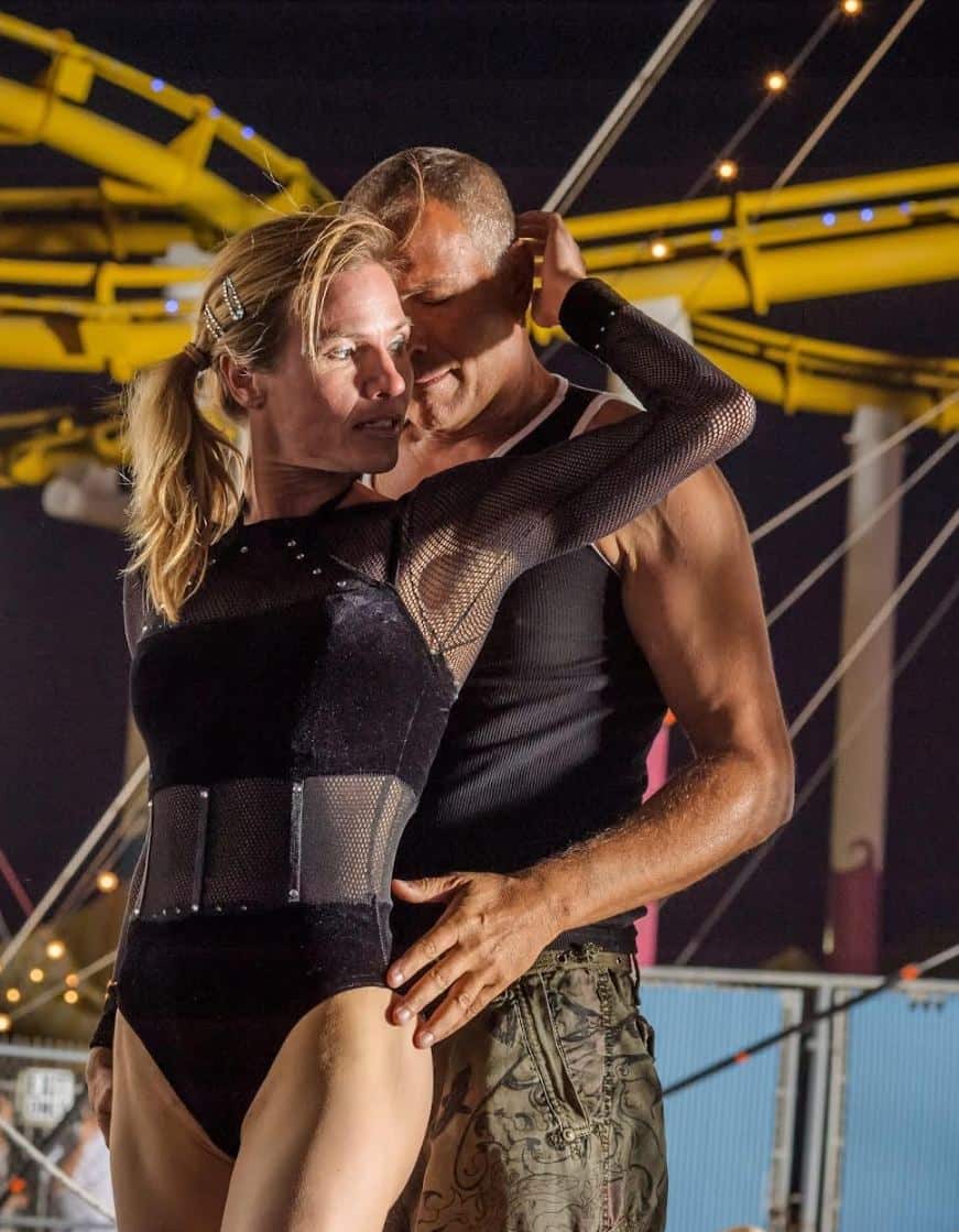 Jonathon and Christine performing hand to hand acrobatics